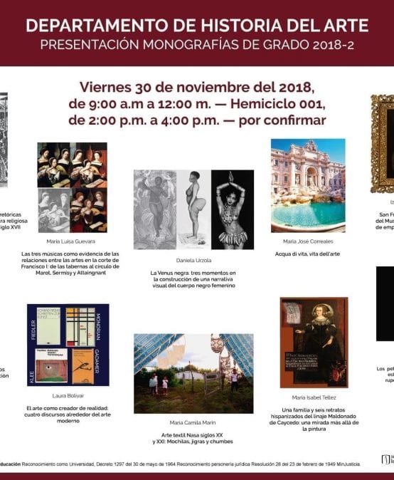 Presentación de monografías de grado 2018-2 del Departamento de Historia del Arte