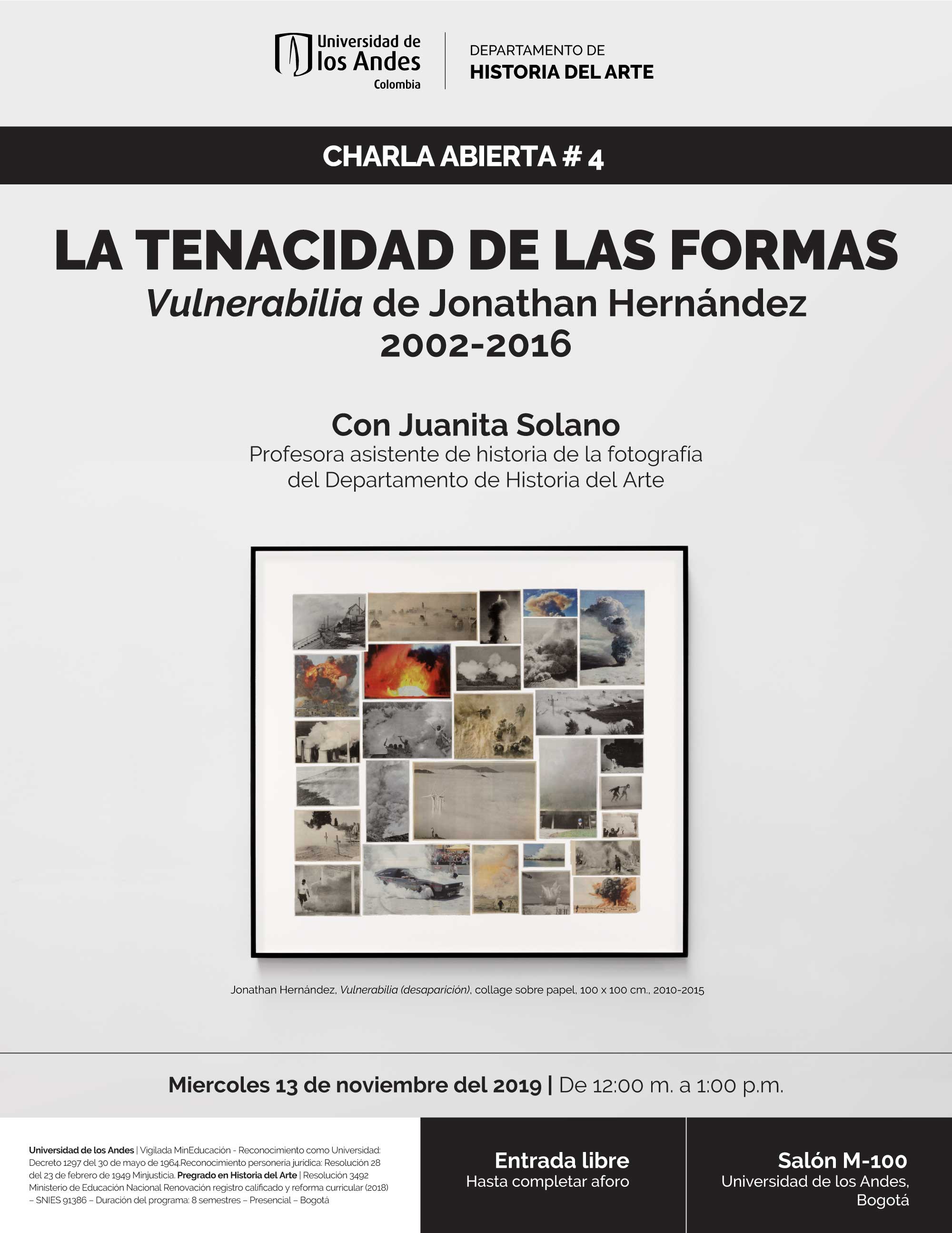 La tenacidad de las formas, Vulnerabilia de Jonathan Hernández 2002-2016 – Charla abierta #4